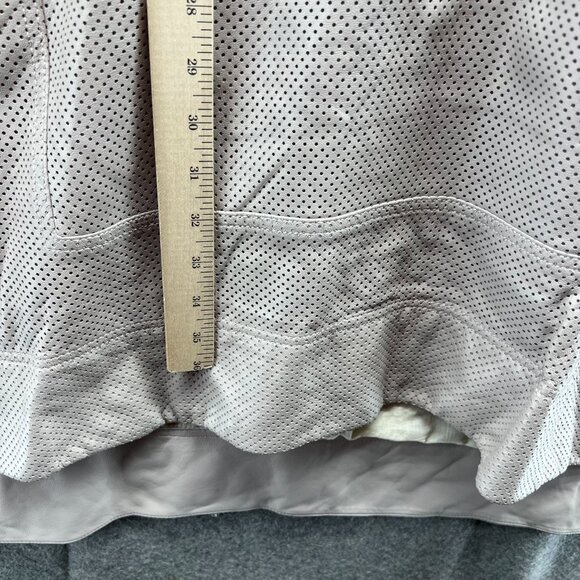 Tory Burch Dress Women Medium Beige Perforated Faux Leather V-Neck Short Sleeve - Picture 4 of 10